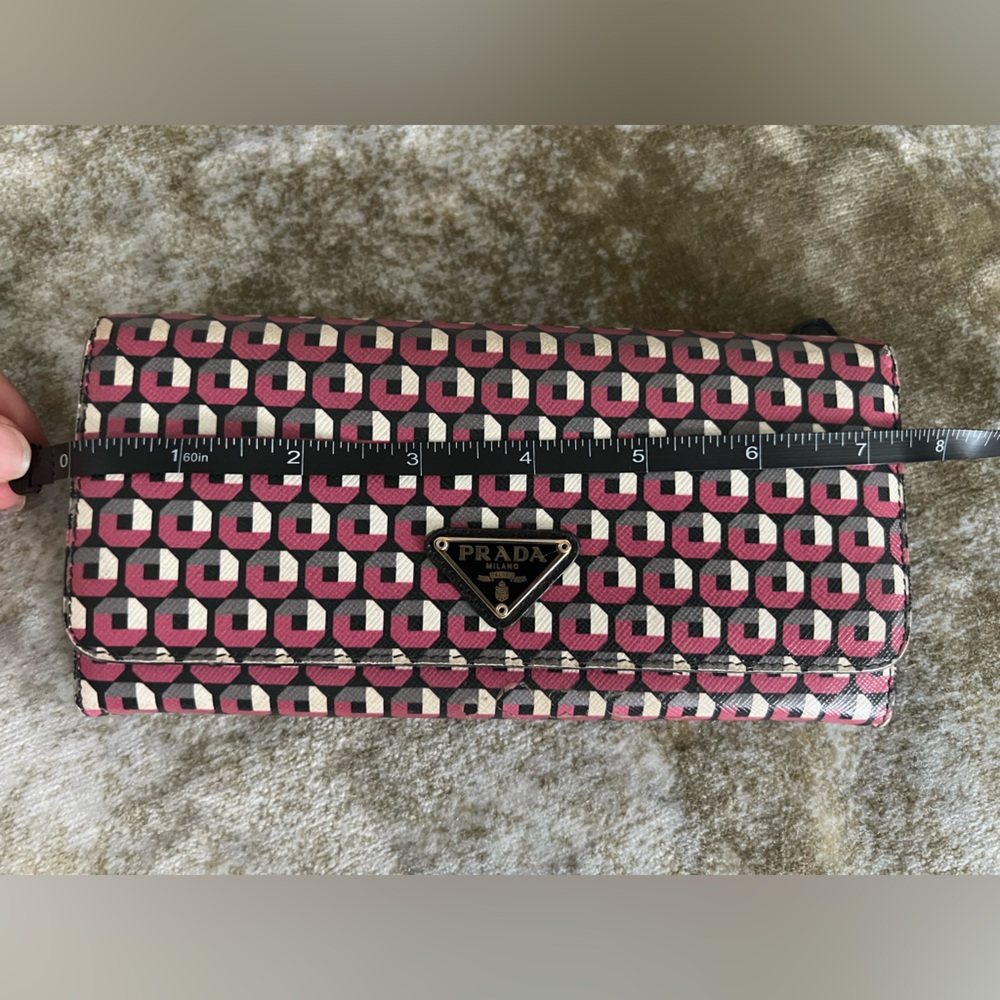 Prada Pink and Black Geometric Wallet Authentic Long Wallet - Picture 13 of 15